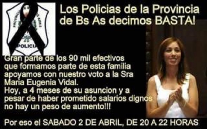 El sábado 2 de abril habrá paro de la Policía Bonaerense en la Provincia