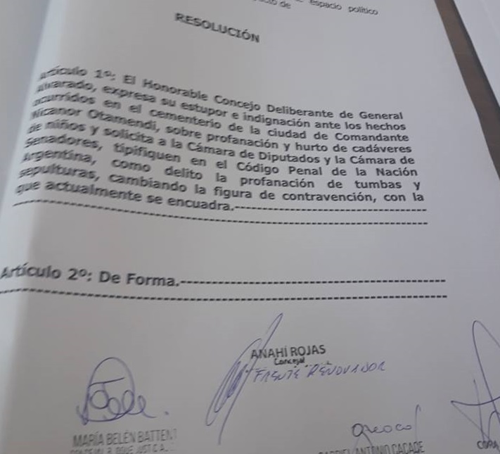 Concejales FR: Proyecto de resolución referente cambio de tipificación Código Penal