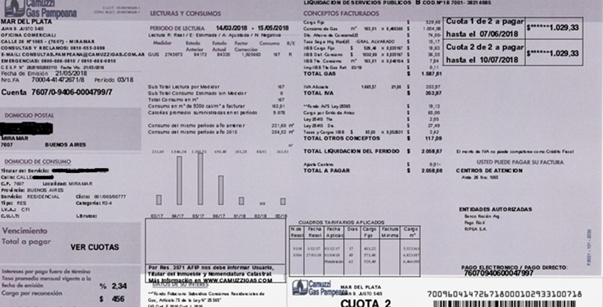 Reglamentan pago en tres cuotas del consumo de gas en invierno