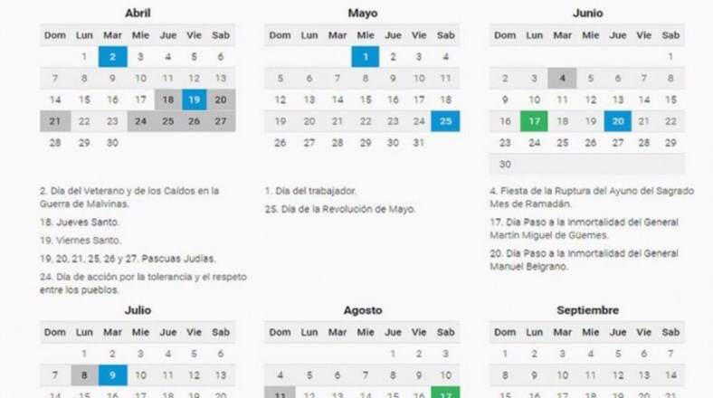 El 2019 tendrá 19 feriados y tres “puentes”