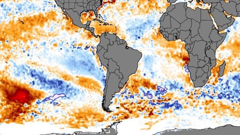 Hallaron una inmensa masa de agua caliente en el Pacífico que se dirige hacia América del Sur