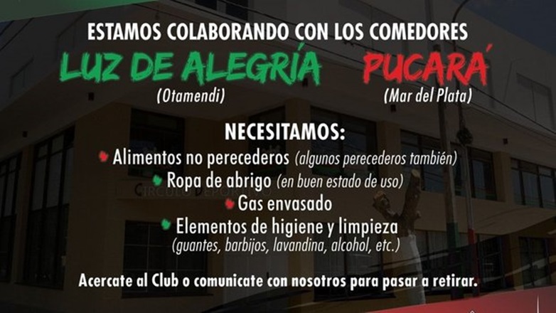 Otamendi: Movida solidaria de Círculo Deportivo
