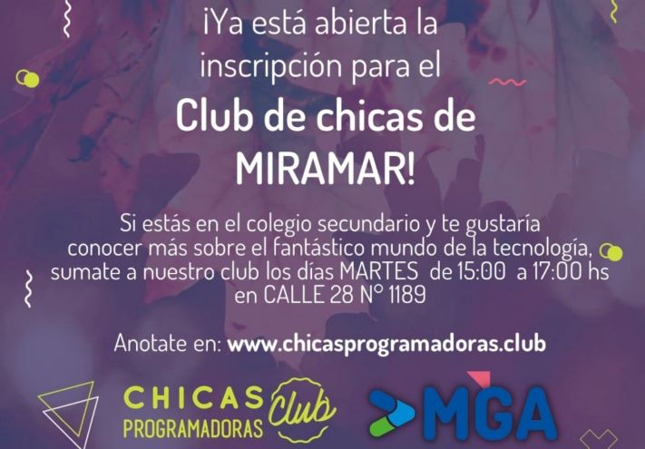 Miramar: se abre la inscripción de Club de Chicas Programadoras