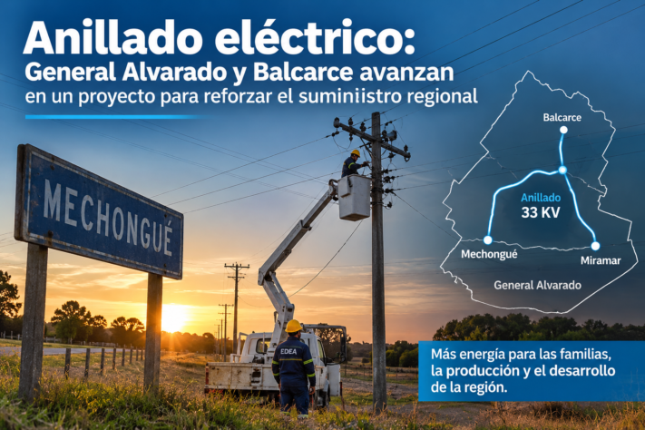 General Alvarado y Balcarce avanzan en un anillado eléctrico de 33 KV para reforzar el suministro regional